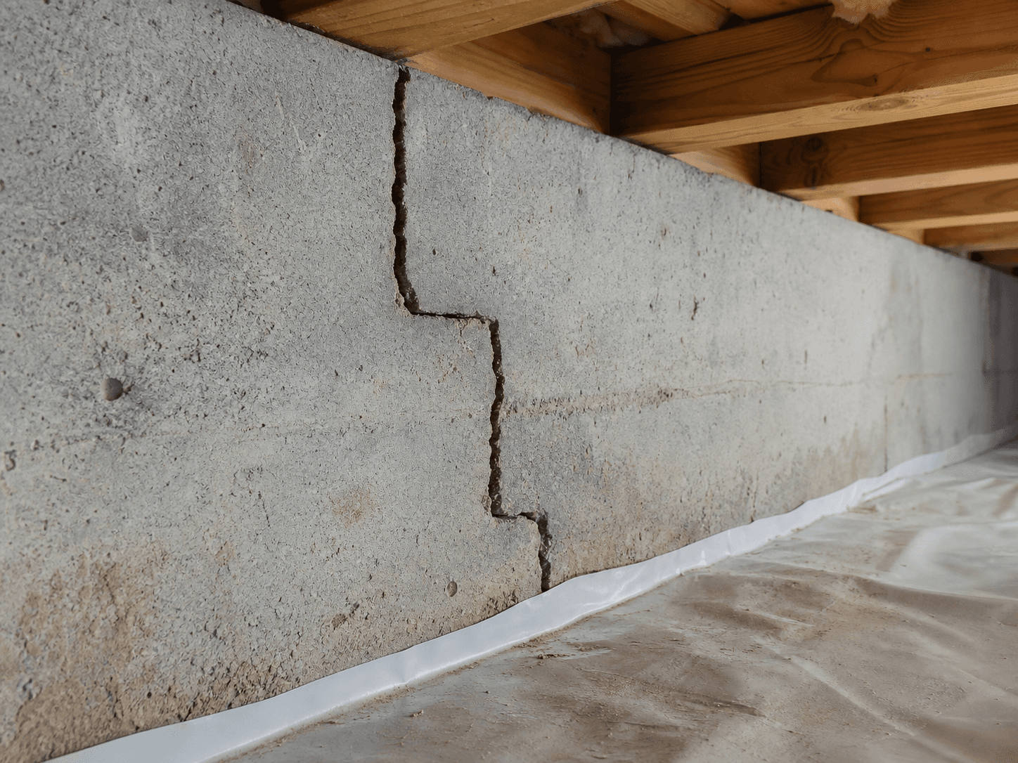 Crack in a crawl space foundation wall